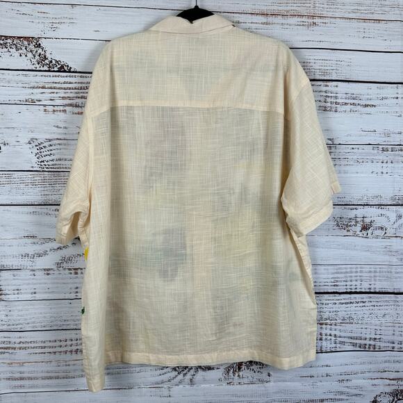 Men's ASOS Designs Button Up Beach Sports Summer Print Cream Button Up Shirt XL - Picture 4 of 6